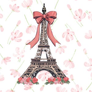 Torre Eiffel PNG Clipart: Ilustración de moda de París (descarga digital) 10x8 pulgadas, Clipart de amantes de París, Clipart de coqueta de la Torre Eiffel, imagen 2