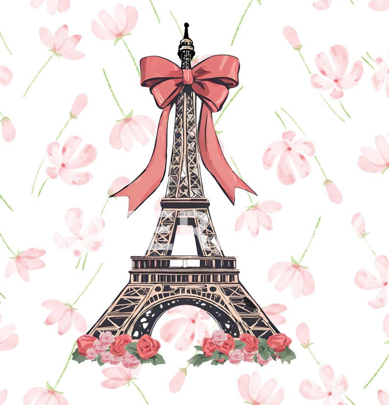 Torre Eiffel PNG Clipart: Ilustración de moda de París (descarga digital) 10x8 pulgadas, Clipart de amantes de París, Clipart de coqueta de la Torre Eiffel, imagen 2