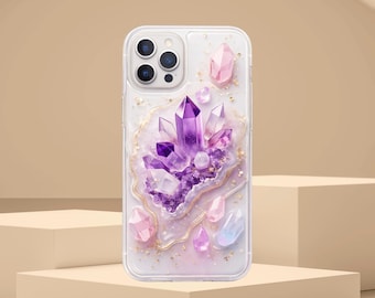 Translucent Crystal Cluster Tough Case, 3D Crystals Phone Design, Gift for Her, iphone pro, matte, glossy, samsung galaxy pro, google pixel
