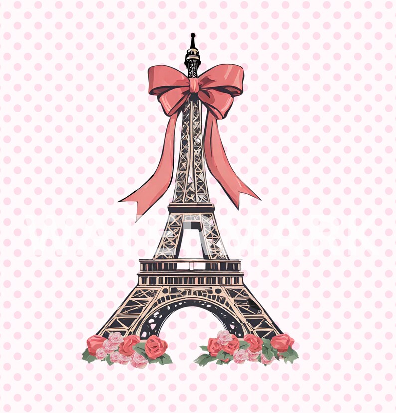 Torre Eiffel PNG Clipart: Ilustración de moda de París (descarga digital) 10x8 pulgadas, Clipart de amantes de París, Clipart de coqueta de la Torre Eiffel, imagen 3