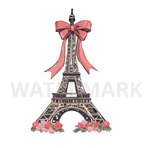 Torre Eiffel PNG Clipart: Ilustración de moda de París (descarga digital) 10x8 pulgadas, Clipart de amantes de París, Clipart de coqueta de la Torre Eiffel, imagen 1
