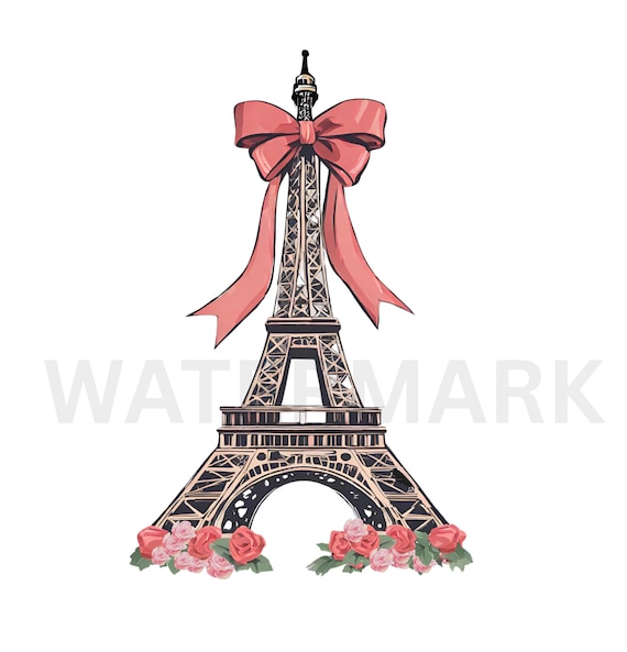 Eiffel Tower PNG Clipart: Paris Fashion Illustration (Digital Download) 10x8 inches, Paris Lovers Clipart Eiffel Tower Coquette Clipart,