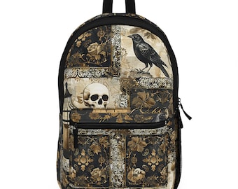 Goth Raven Backpack: Dark Academia Travel Bag, Goth-core Bag, Student Rucksack, Back-to-School Bag, Spooky Backpack, Goth-core Lovers Bag