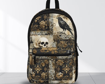 Plecak Goth Raven: Torba podróżna Dark Academia, Torba w stylu gotyckim, Plecak studencki, Torba na powrót do szkoły, Upiorny plecak, Torba dla miłośników gotyckich