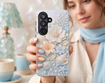 3D Seashell Floral Tough Case, Sea Garden Translucent Phone Cover, iphone series tough cases, samsung galaxy, google pixel pro, Gift for Her