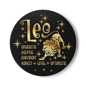 Leo Zodiac Coaster, Leo Sign Coaster, Gold Leo 4 in. Coaster, Gift for Leo, Home Decor, Personalized Gift, Kitchen Accessory, Astrology Gift