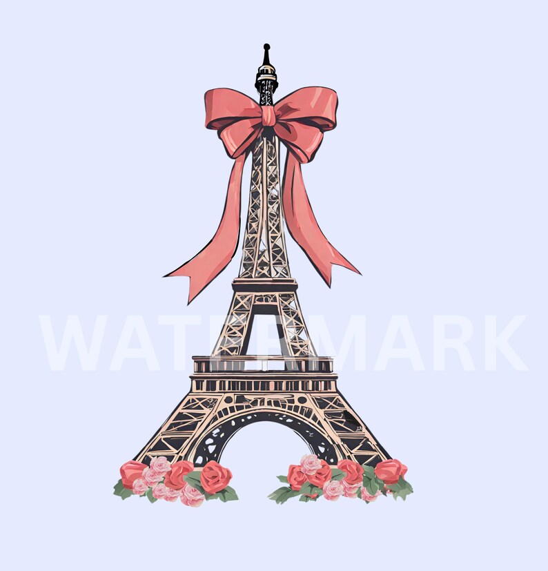 Torre Eiffel PNG Clipart: Ilustración de moda de París (descarga digital) 10x8 pulgadas, Clipart de amantes de París, Clipart de coqueta de la Torre Eiffel, imagen 4