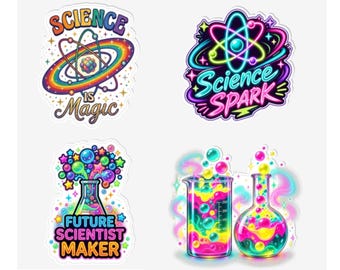 Science TeachersStickers, Teacher Stickers, Kids Stickers, Science Is Magic Sticker Sheet, Future Scientist Maker, Colorful Lab Beakers