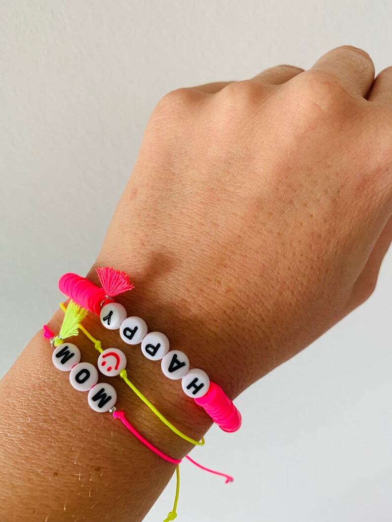 Smile Armband Smile Makramee Neon bunt Geschenk Armband happy smiley Bild 7