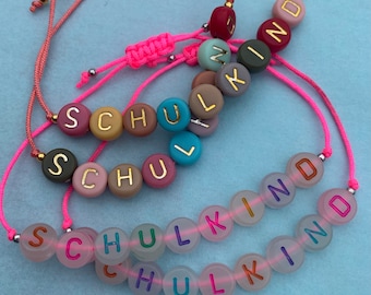 Schulkind | Kitakind | Armband | Perlenarmband | Schultüte | Einschulung | Geschenk | Junge | Mädchen | bunt | Makramee |