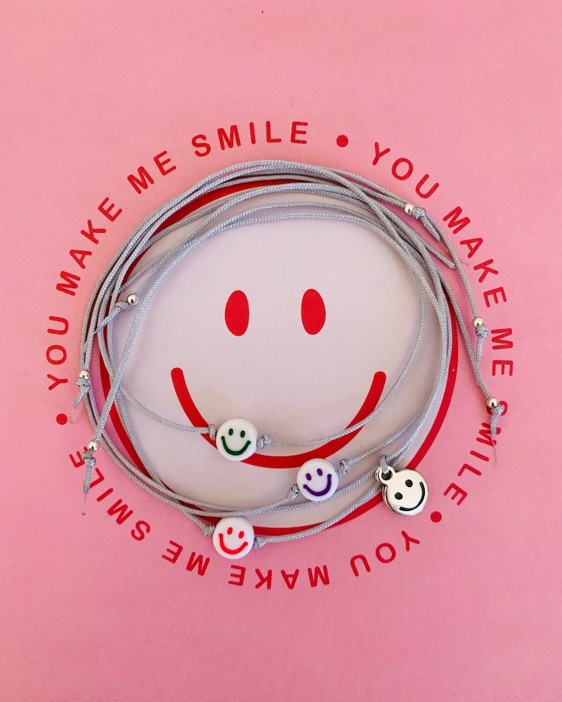 Smile Armband Smile Makramee Neon bunt Geschenk Armband happy smiley Bild 3