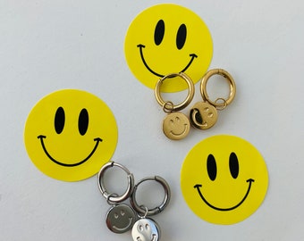 Ohrringe mit Smiley Anhänger | Silber | Creolen | Ohrringe