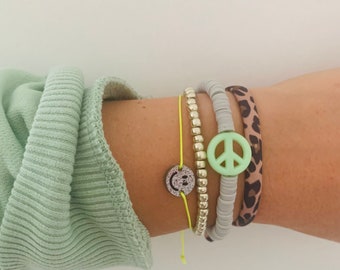 Bracelet | neon | Ibiza | Summer | neon green | neon yellow | Festival | Fabric bracelet | leopard print |
