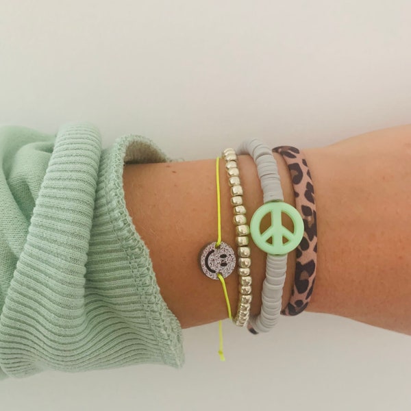 Armband | Neon | Ibiza | Sommer | neongrün | neongelb | Festival | Stoffarmband | leoprint |