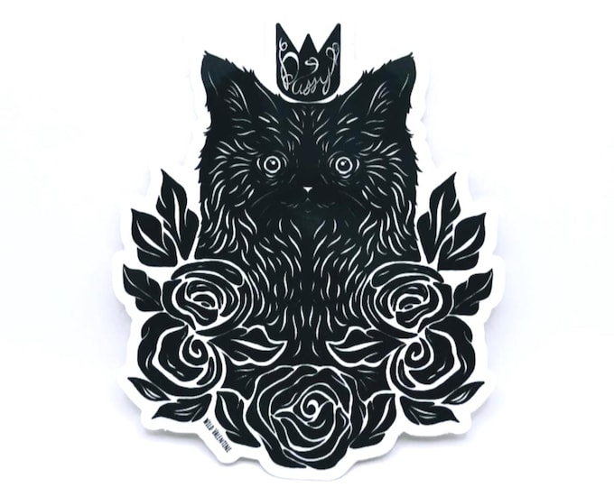 Queen Pussycat Sticker - Glossy, Die-Cut Vinyl, Waterproof & Weatherproof
