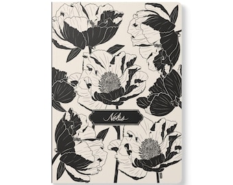 Black Peony Softcover Journal