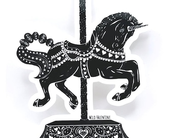 Carousel Unicorn Die-Cut Vinyl Sticker – Glossy, Waterproof & Weatherproof