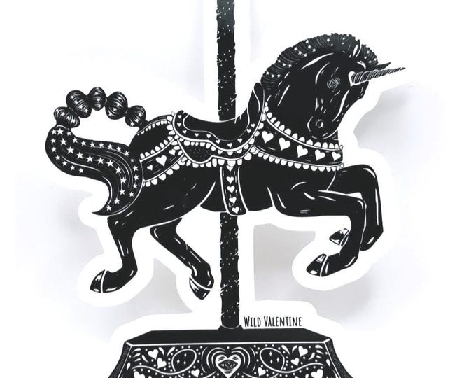 Carousel Unicorn Die-Cut Vinyl Sticker – Glossy, Waterproof & Weatherproof