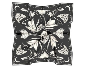 Moonflower Silk Scarf - 100% Silk Habotai