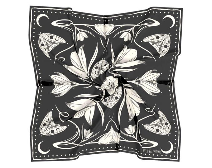 Moonflower Silk Scarf - 100% Silk Habotai