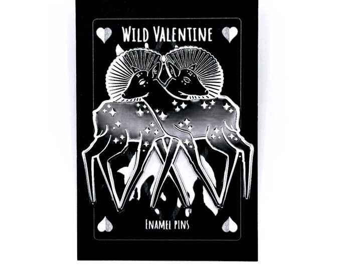 Starry Twin Fawns | Black & Silver Hard Enamel Pin