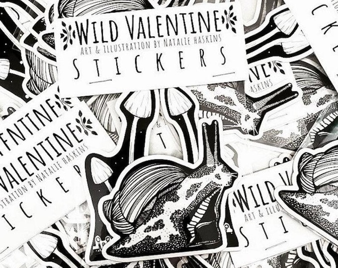 Snail & Mushroom  Sticker Pack - Snail + Mushrooms