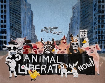 March for Animal Rights printed  on Fine Art Paper