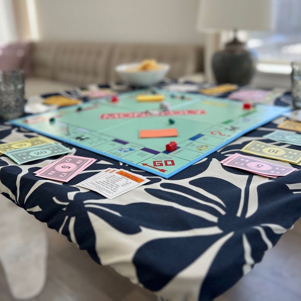 Square Fitted Tablecloth Square Card Table Cover Fitted Card Table Game Night Tablecloth Elastic Gift for Game Night Monopoly Board Games