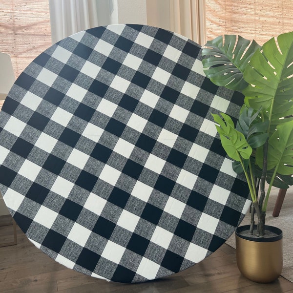 Waterproof Round Fitted Tablecloth Outdoor Elastic Edge Oilcloth Fabric Selections Available Multiple Sizes Custom Table Patio Mother's Day