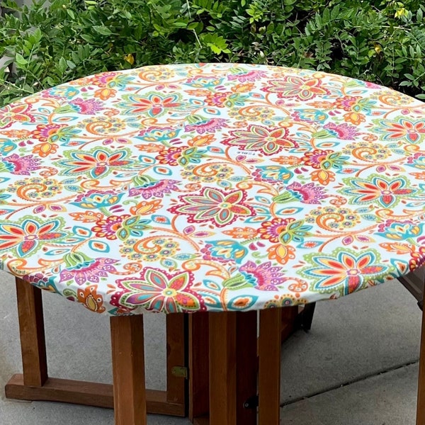 Round Fitted Tablecloth | Fitted Tablecloth | Table Cover | Elastic Edge | Outdoor Tablecloth | 24 to 70 inch | Round Elastic Tablecloth