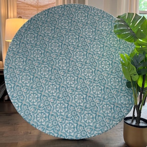 Round Fitted Tablecloth Elastic Edge Easy Fit Indoor Outdoor Table Cover Various Sizes Available Modern Fabrics Round Tablecloth Patio Decor