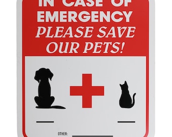 Emergency Pet Rescue Sign | Save Pets Window Alert Sticker | Home Safety Dog Cat Sign