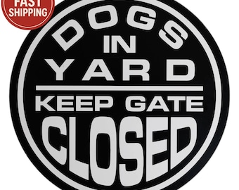Letrero de advertencia para perros en el patio: mantenga la puerta cerrada / Letrero de aluminio para exteriores: seguridad para mascotas.