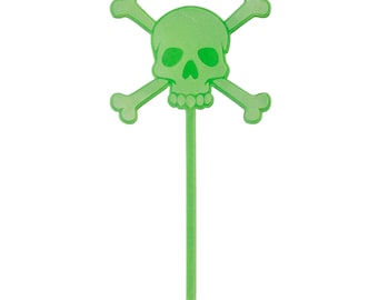 Świecące w ciemności dekoracje na babeczki w kształcie czaszki: akrylowa dekoracja deserowa na Halloween (opakowanie 12 sztuk)