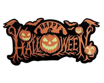 Glow-in-the-Dark Halloween Pumpkin Sign: Spooky Acrylic Wall Decor