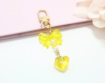 Cute Keychain, Yellow Key Chain, Beaded Keychain, Phone Charm, Kawaii Phone Charm, Kawaii Keychain