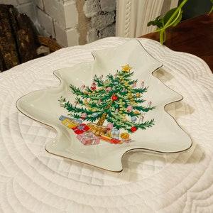 Lefton hand painted Christmas tree candy dish