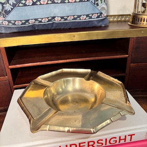 Vintage hexagonal brass ashtray or catchall