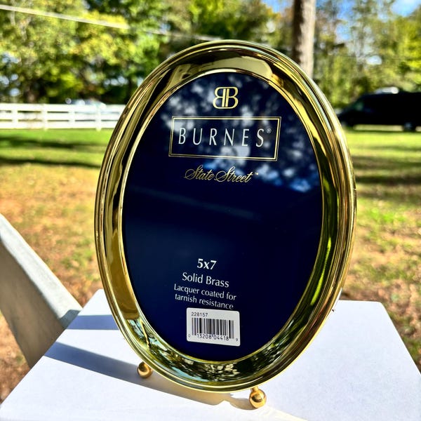 5X7 Solid brass lacquer coated picture frame by Burnes