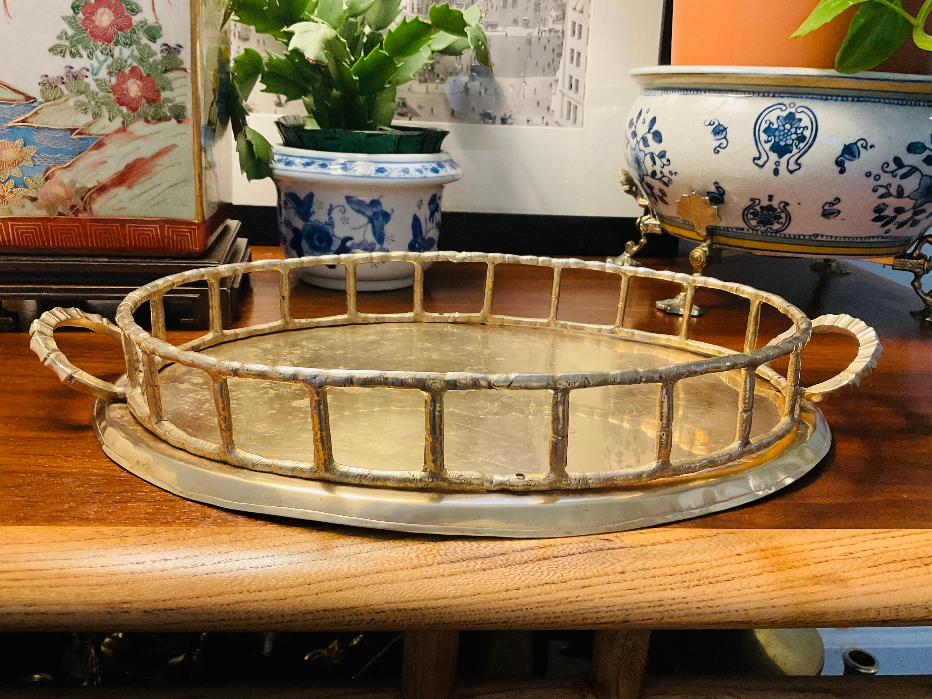 Footed Brass Tray 