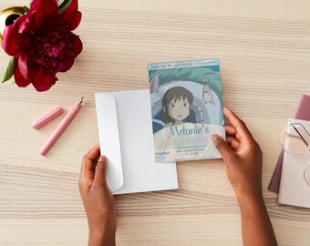 Studio Ghibli Chihiros Geburtstagseinladung Party, Canva Invite druckbar bearbeitbar, Geburtstagseinladung, Chihiros Geburtstagsparty