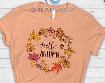 Hello Autumn T-shirt, Fall Sweatshirt, Pumpkin Shirt, Floral Shirt, Autumn Shirt, Fall Leaves Shirt, Fall Theme Shirt, Cute Fall Shirt