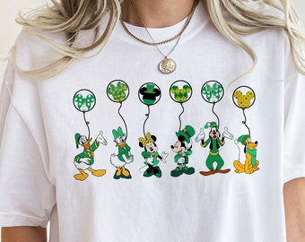 Mickey and Friends St Patrick's Shirt, Comfort Colors Tee, Gift St Patrick Shirt, Clover Bow Disney Shirt, Disney Friends, Shamrock Shirt