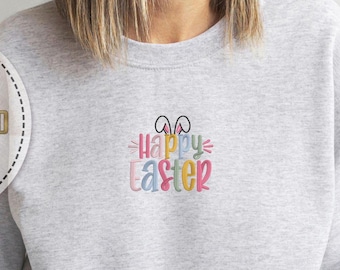 Sudadera con bordado de conejito, sudadera con capucha de Pascua, ropa infantil de conejo, ropa de Pascua para mujer, sudadera con capucha con vibraciones de abril, sudadera de primavera, ropa de conejito con huevos