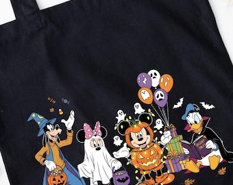 Halloween Disney Squad Tote Bag, Mickey Friends Bag, Kids Halloween Gift, Spooky Minnie Tote Bag, Wizard Goofy Bag, Donald Tote Bag