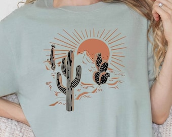 Comfort Colors Shirt, Desert T-Shirt, Cactus Shirt, Cute Cactus T-Shirt, Sunset Shirt, Sunrise Tee, Wild Western Shirt, Arizona Sweatshirt