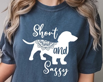 Dachshund Shirt, Comfort Colors Tee, Sausage Dog Lover Shirt, Short and Sassy Wiener Dog Shirt, Dog Tee, Gift for Dog Owner, Short And Sassy