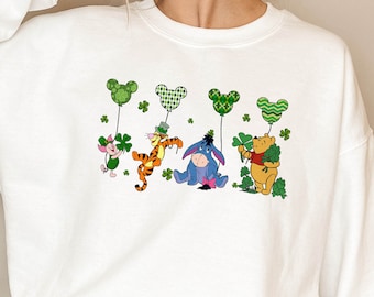 Disney Winnie The Pooh Shirt, Disney Characters St. Patrick's Sweatshirt, Patrick's Day Tee, Disney Shamrock Tee, Disney Gift , Mickey Head