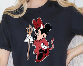 Minnie Devil T-shirt, Comfort Colors Shirt, Halloween Disney Shirt, Minnie Mouse Shirt, Scary Shirt, Halloween Women Shirt, Funny Party Tee