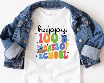 Happy 100 Days Of School Shirt, Stitch Shirt, Disney School Shirt, Kids School Outfit, Stitch Gift, Teacher Shirt, Gift For Kids,Student Tee